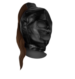 Ouch! by Shots Mask with Brown Ponytail - Black