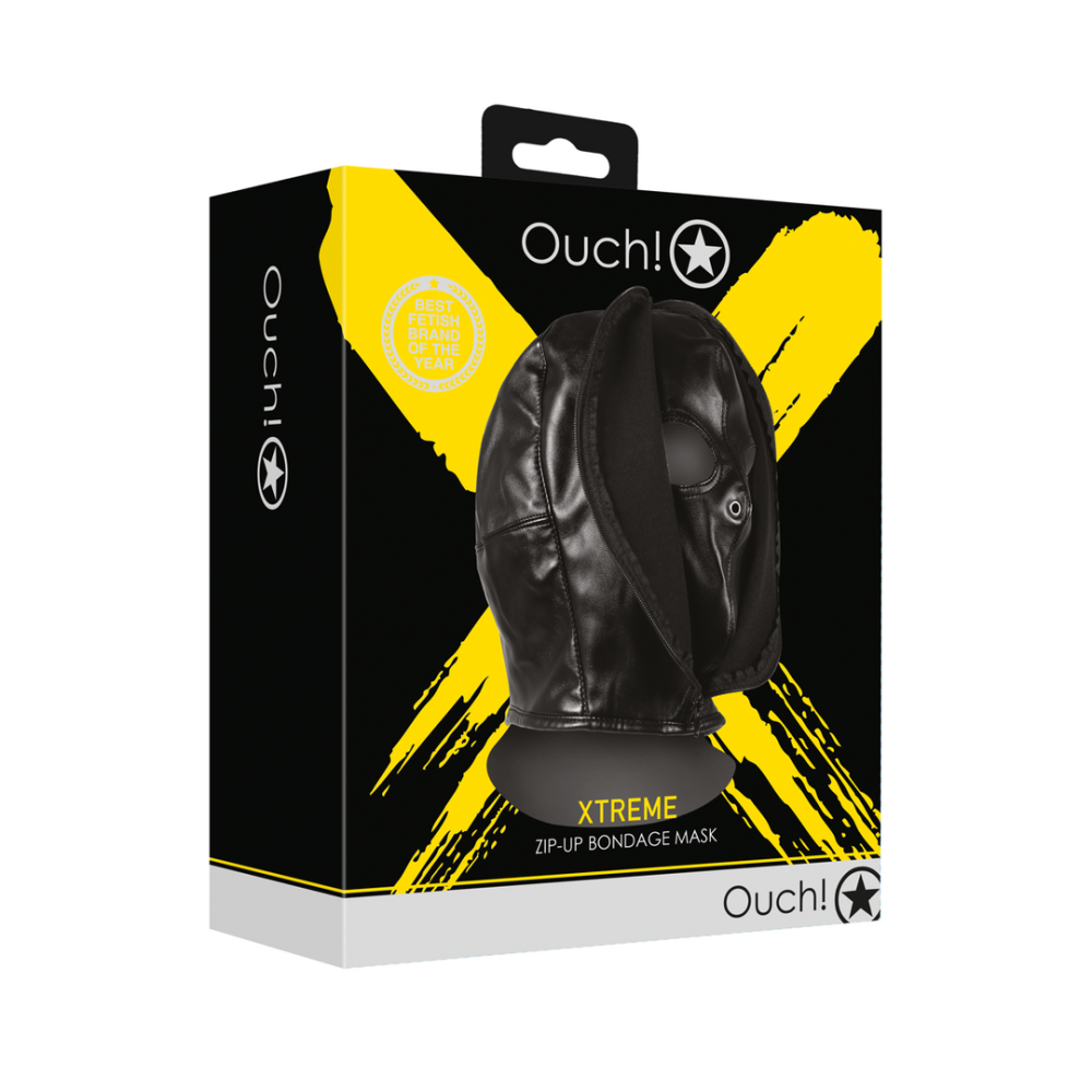 Ouch! by Shots Zip-up Bondage Mask - Black