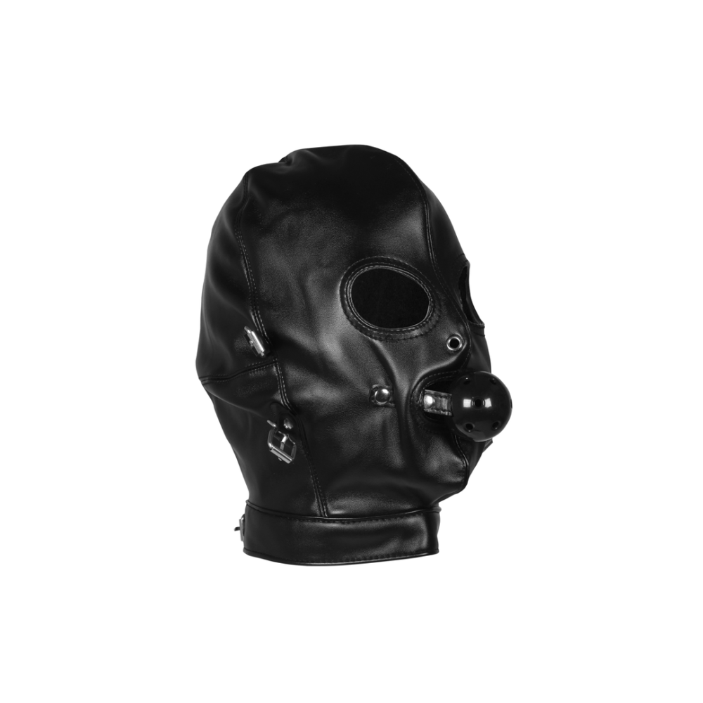 Ouch! by Shots Blindfolded Mask with Breathable Ball Gag - Black