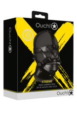 Ouch! by Shots Head Harness with Zip-up Mouth and Lock - Black