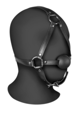 Ouch! by Shots Head Harness with Solid Ball Gag - Black