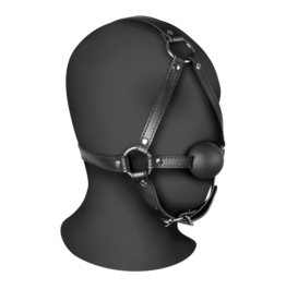 Ouch! by Shots Head Harness with Solid Ball Gag - Black