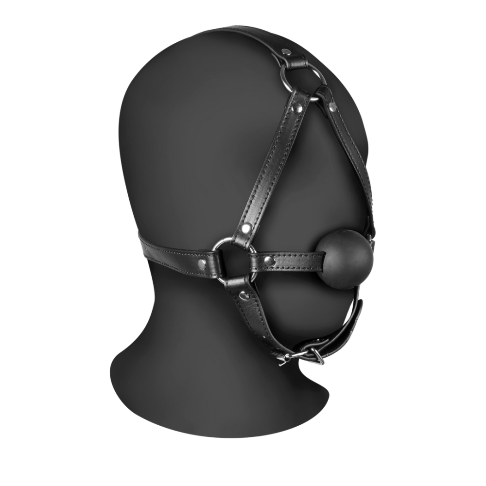 Image of Ouch! by Shots Head Harness with Solid Ball Gag - Black