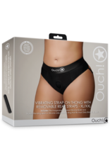 Ouch! by Shots Vibrating Strap-on Thong with Removable Butt Straps - XL/XXL - Black