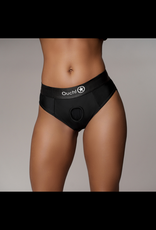 Ouch! by Shots Vibrating Strap-on Thong with Removable Butt Straps - M/L - Black