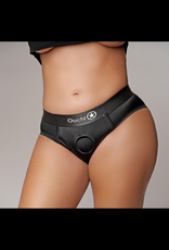 Ouch! by Shots Vibrating Strap-on High-cut Brief - XL/XXL - Black