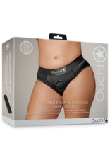 Ouch! by Shots Vibrating Strap-on High-cut Brief - XL/XXL - Black