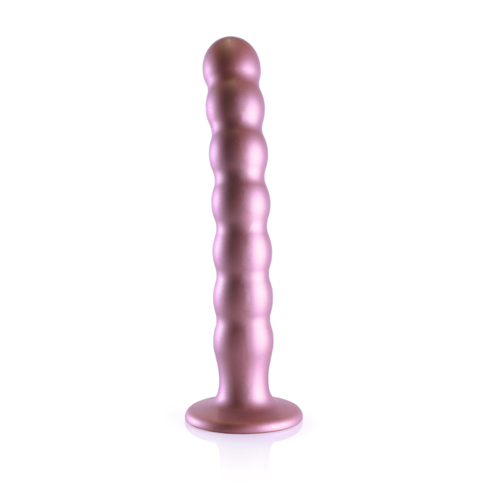 Ouch! by Shots Beaded Silicone G-Spot Dildo - 8'' / 20,5 cm - Rose Gold