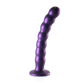 Ouch! by Shots Beaded Silicone G-Spot Dildo - 8'' / 20,5 cm - Metallic Purple