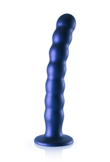 Ouch! by Shots Beaded Silicone G-Spot Dildo - 8'' / 20,5 cm - Metallic Blue