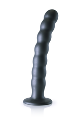 Ouch! by Shots Beaded Silicone G-Spot Dildo - 8'' / 20,5 cm - Gunmetal