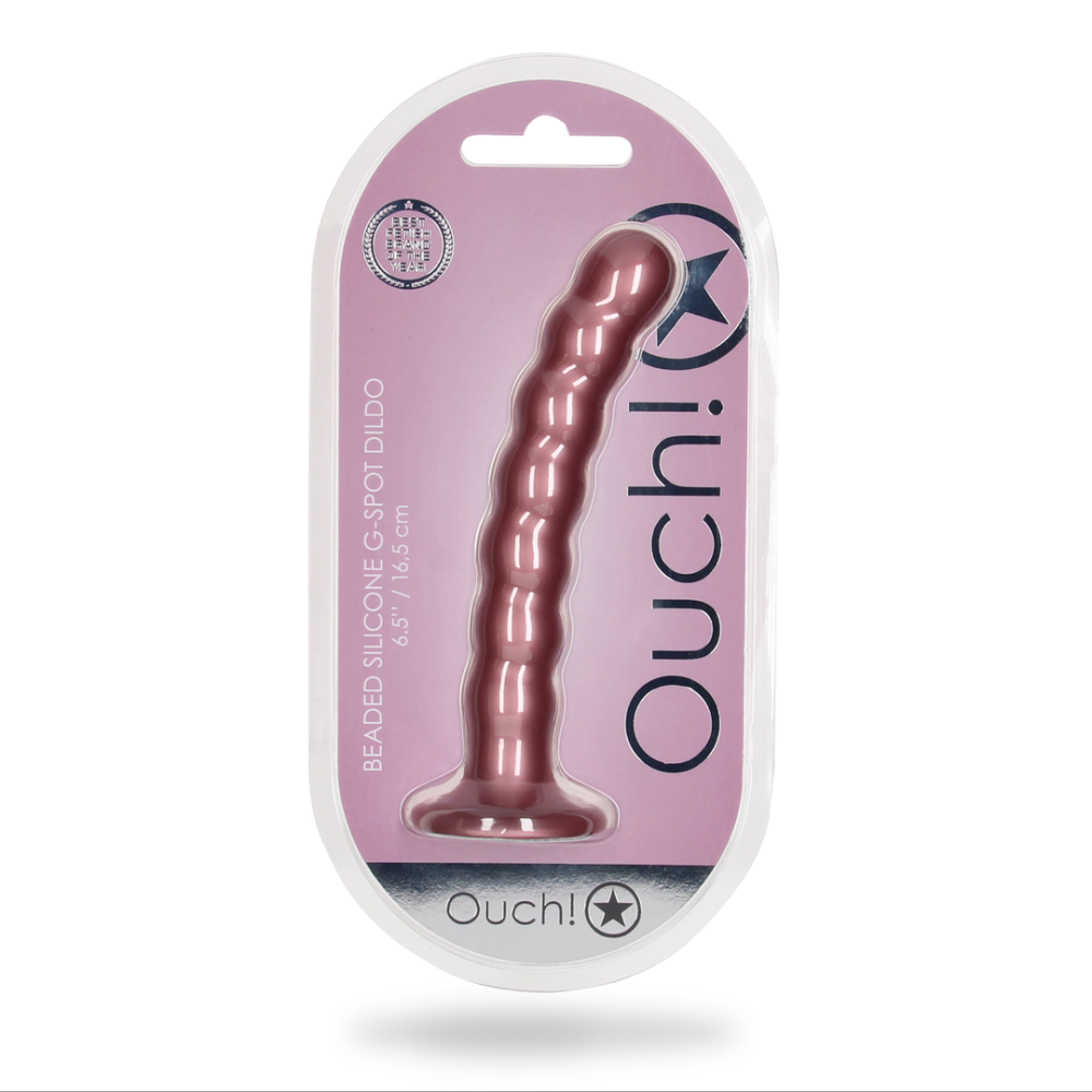 Ouch! by Shots Beaded Silicone G-Spot Dildo - 6.5'' / 16,5 cm - Rose Gold