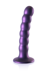 Ouch! by Shots Beaded Silicone G-Spot Dildo - 5'' / 13 cm - Metallic Purple