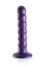 Ouch! by Shots Beaded Silicone G-Spot Dildo - 5'' / 13 cm - Metallic Purple