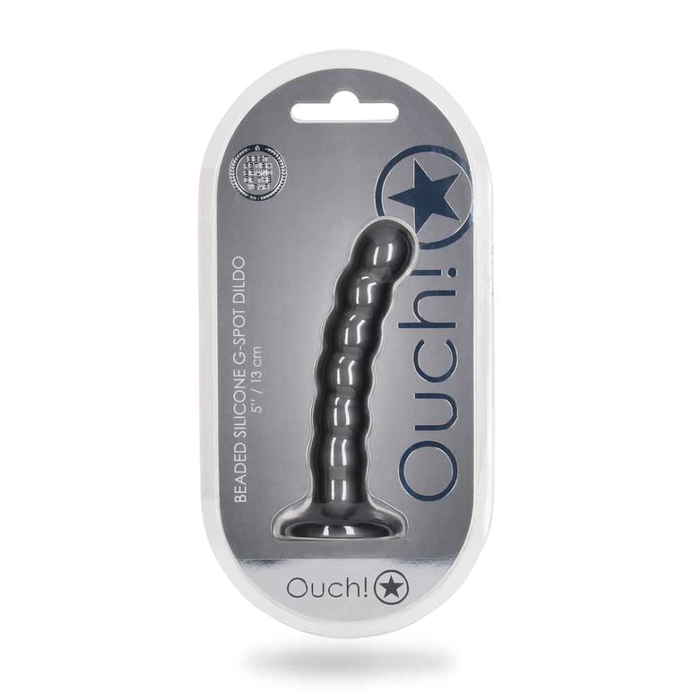 Ouch! by Shots Gekraalde Siliconen G-Spot Dildo - 5'' / 13 cm - Gunmetal