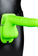 Ouch! by Shots Glow in the Dark Ribbed Hollow Strap-On with Balls - 8 / 21 cm