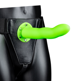 Ouch! by Shots Glow in the Dark Curved Hollow Strap-On - 8 / 20 cm - Neon Green