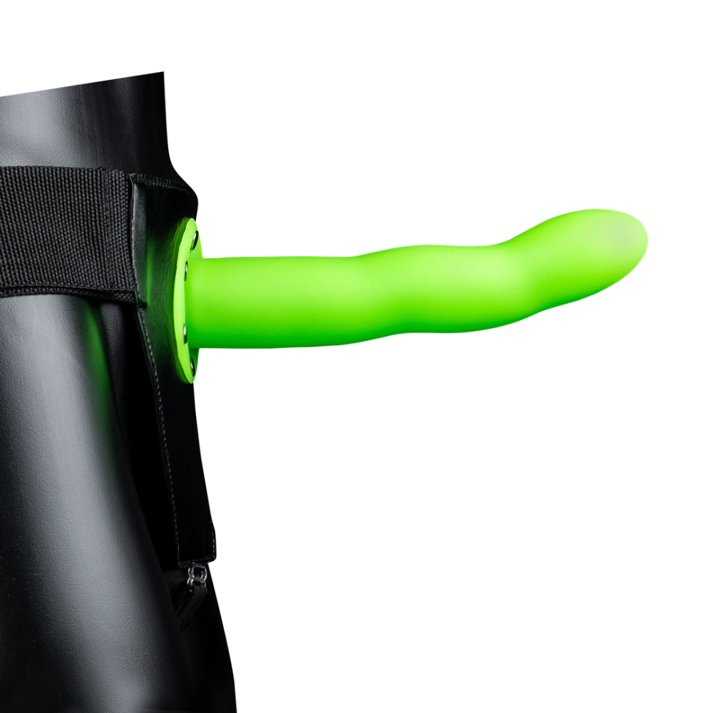 Ouch! by Shots Glow in the Dark Curved Hollow Strap-On - 8 / 20 cm