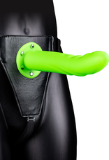 Ouch! by Shots Glow in the Dark Textured Curved Hollow Strap-On - 8 / 20 cm