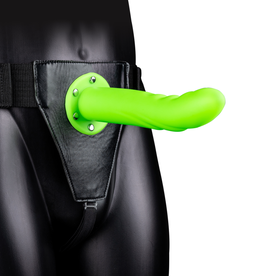 Ouch! by Shots Glow in the Dark Textured Curved Hollow Strap-On - 8 / 20 cm