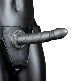 Ouch! by Shots Gedraaide Holle Strap-On - 8 / 20 cm - Gunmetal
