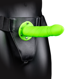 Ouch! by Shots Glow in the Dark Twisted Hollow Strap-On - 8 / 20 cm - Neon Groen
