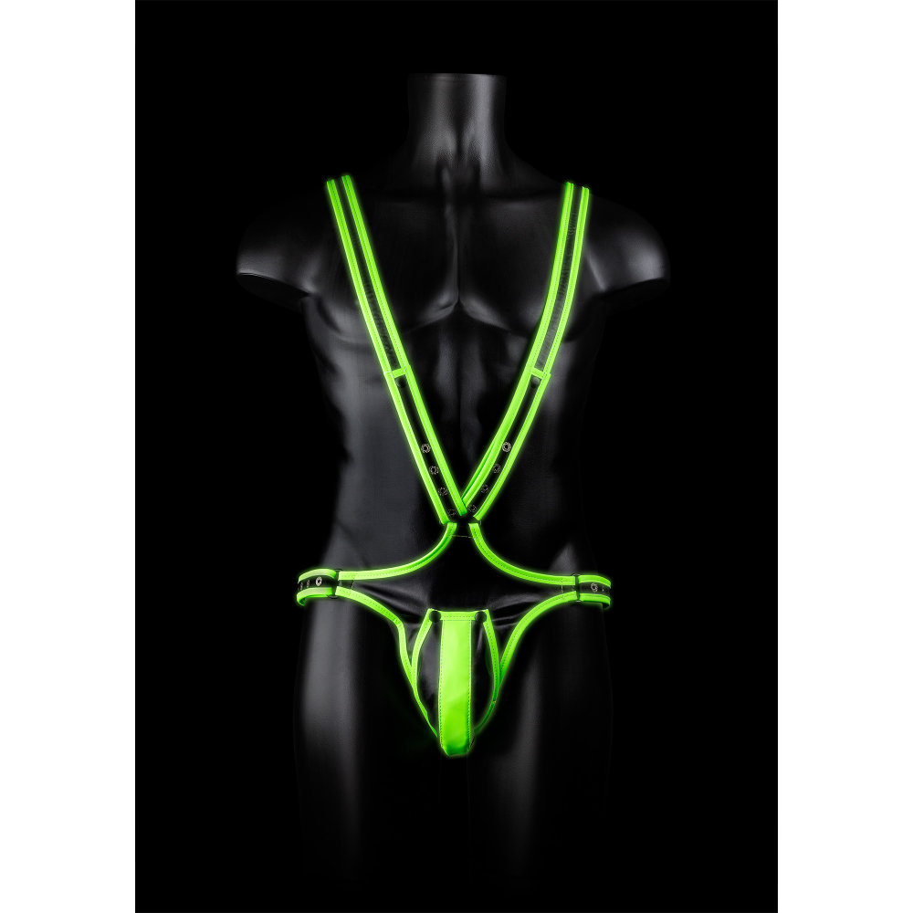 Ouch! by Shots Body-Covering Harness - Glow in the Dark - S/M