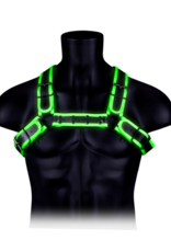 Ouch! by Shots Bulldog Harness with Buckle - Glow in the Dark - S/M