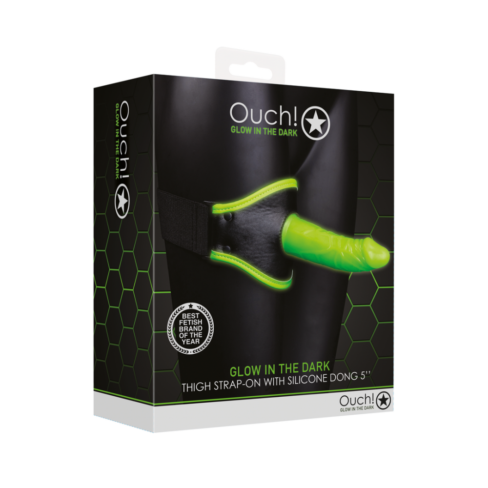 Ouch! by Shots Thigh Strap-On - Glow in the Dark