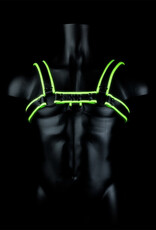 Ouch! by Shots Chest Bulldog Harness - Glow in the Dark - L/XL