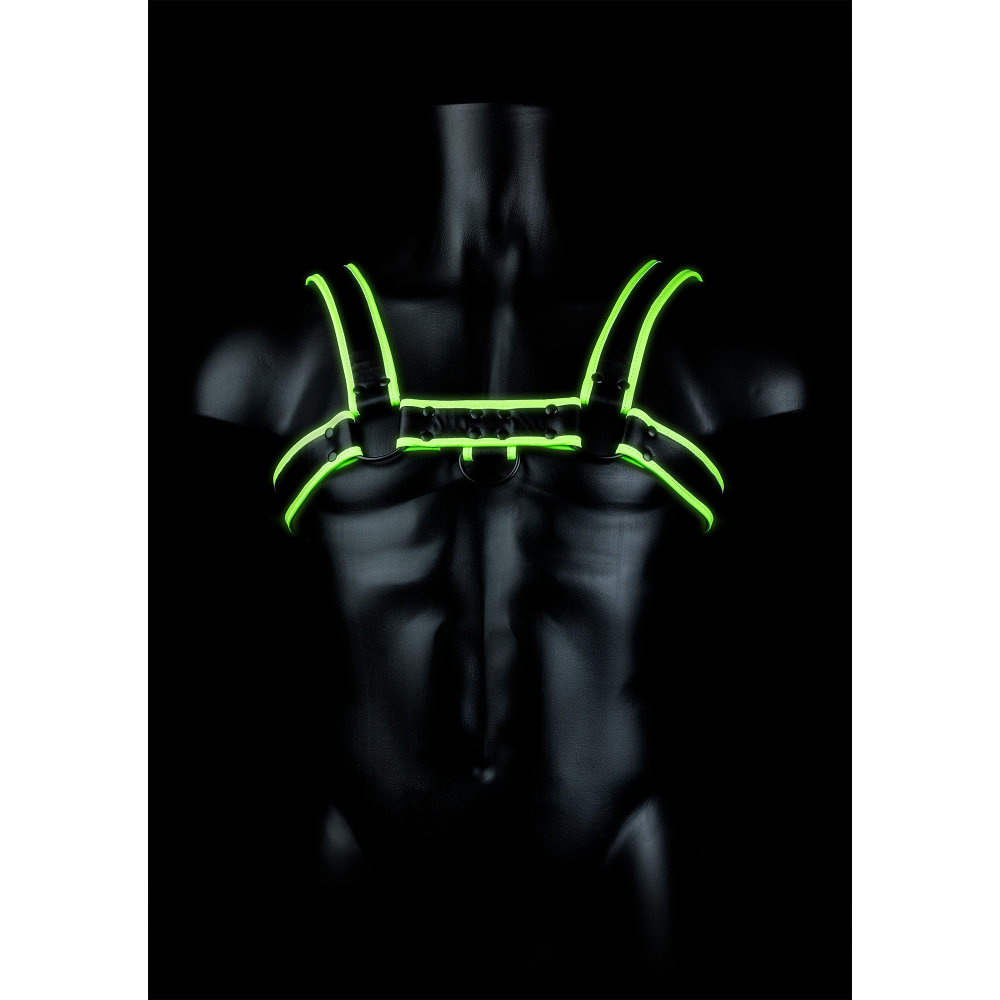 Image of Ouch! by Shots Chest Bulldog Harness - Glow in the Dark - L/XL