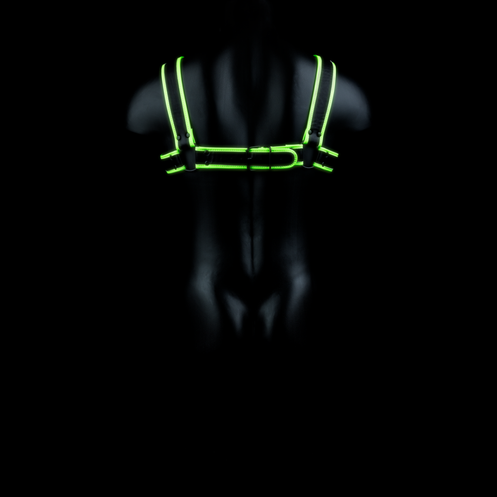 Ouch! by Shots Chest Bulldog Harness - Glow in the Dark - L/XL