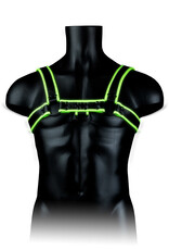 Ouch! by Shots Chest Bulldog Harness - Glow in the Dark - L/XL