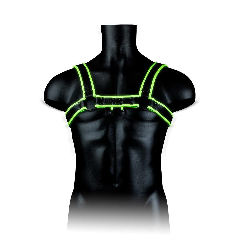 Ouch! by Shots Chest Bulldog Harness - Glow in the Dark - L/XL