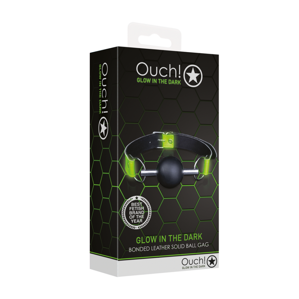 Ouch! by Shots Solid Ball Gag - Glow in the Dark