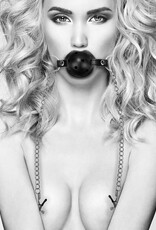 Ouch! by Shots Breathable Ball Gag with Nipple Clamps