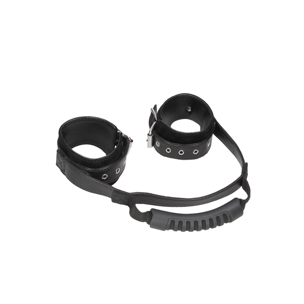 Ouch! by Shots Bonded Leather Hand Cuffs with Handle