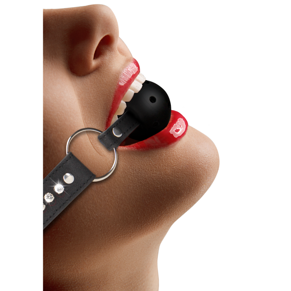 Image of Ouch! by Shots Breathable Ball Gag with with Diamond Studded Straps