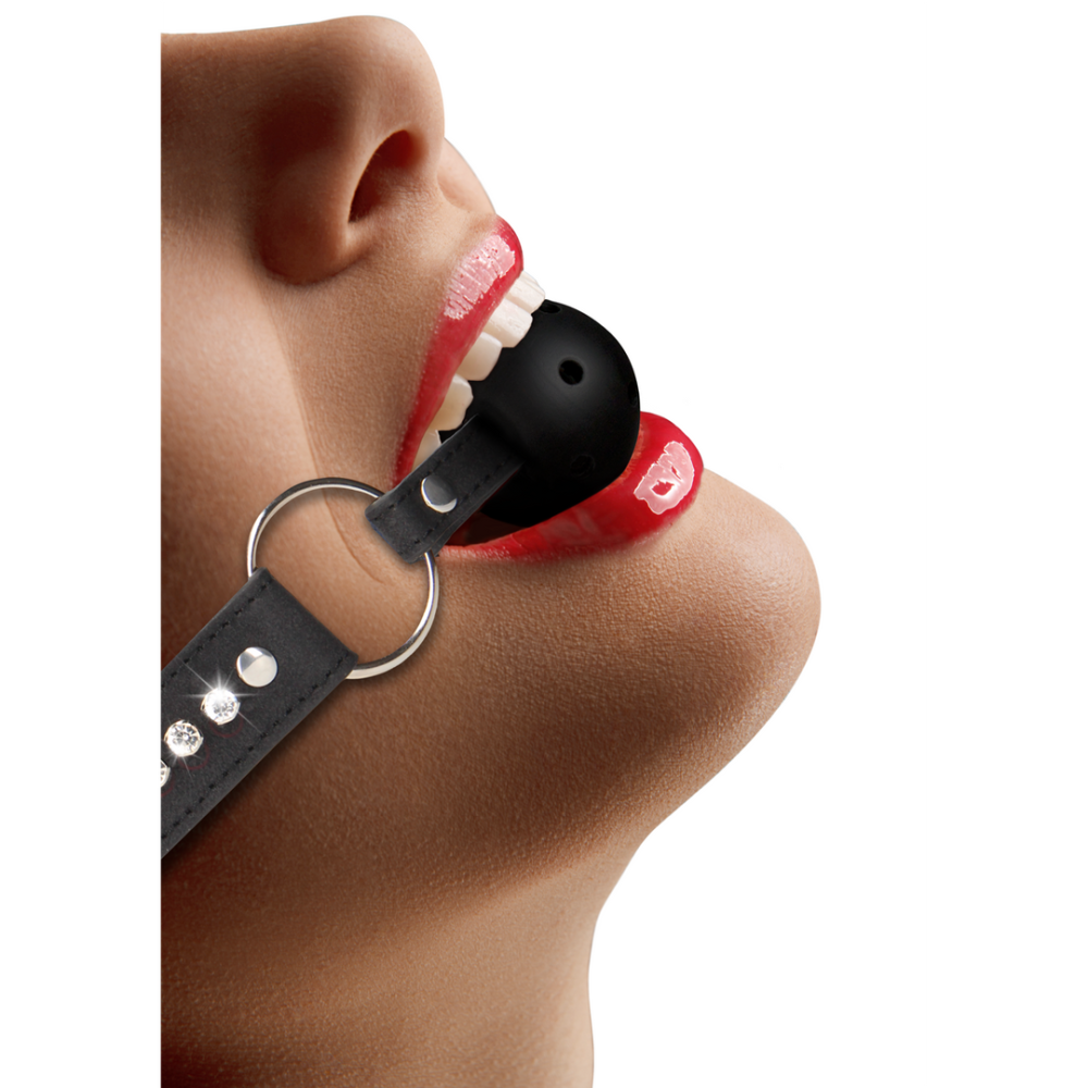 Ouch! by Shots Breathable Ball Gag with with Diamond Studded Straps