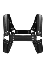 Ouch! by Shots Leather Bulldog Harness with Buckles - S/M
