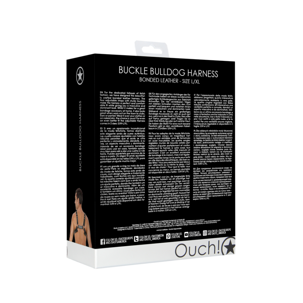 Ouch! by Shots Leren Bulldog Harnas met Gespen - L/XL