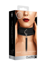 Ouch! by Shots Velvet Adjustable Collar with Leash