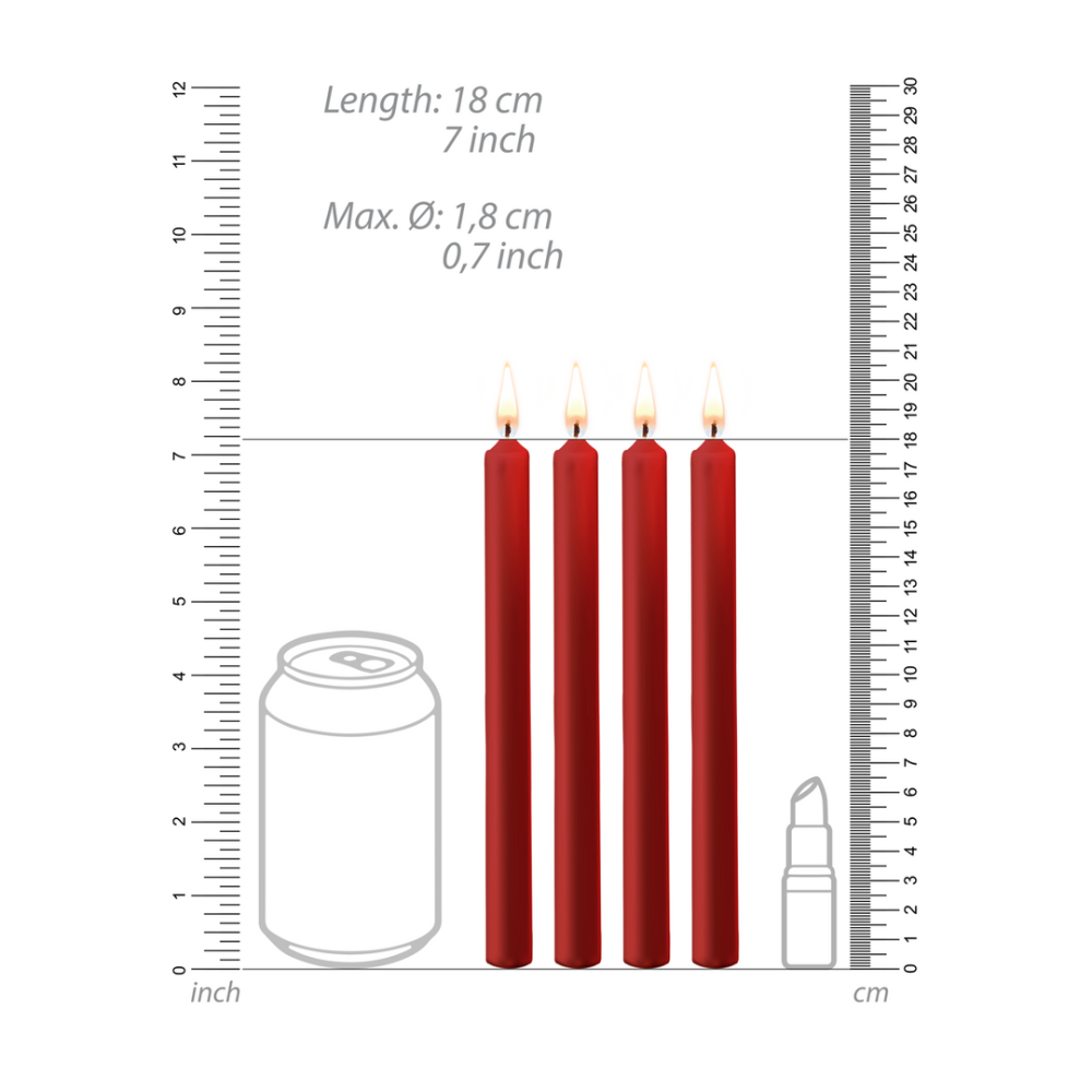 Ouch! by Shots Teasing Wax Candles - 4 Pieces - Large - Red