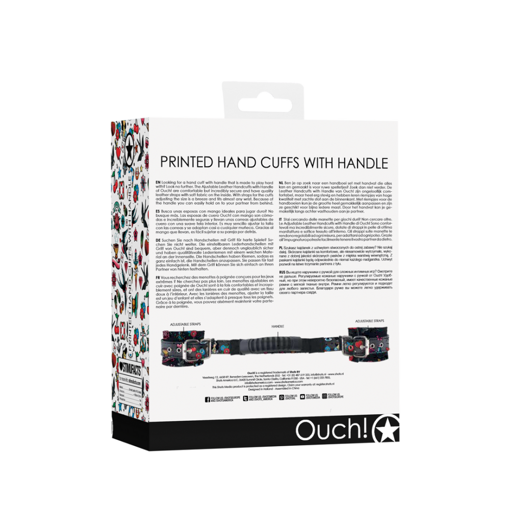 Ouch! by Shots Printed Handcuffs with Handle