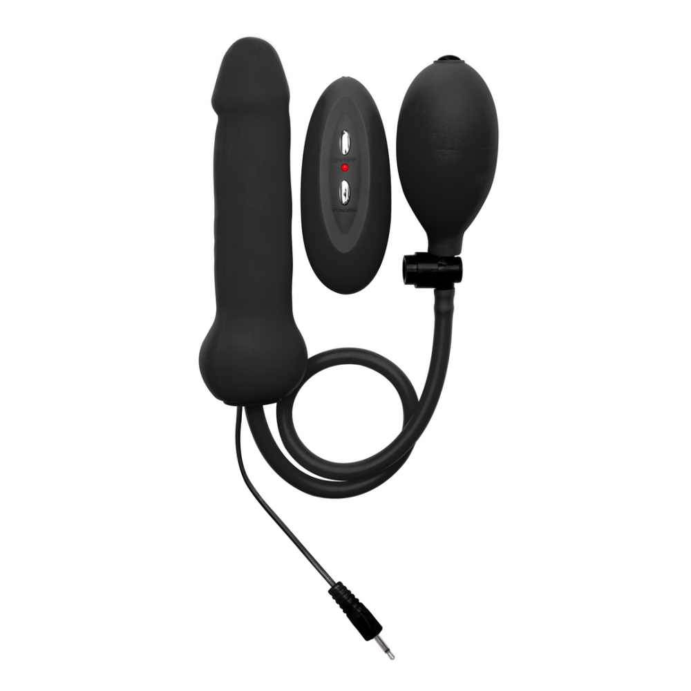 Image of Ouch! by Shots Inflatable and Vibrating Silicone Dildo - Black