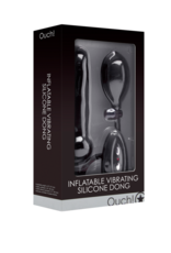 Ouch! by Shots Inflatable and Vibrating Silicone Dildo - Black