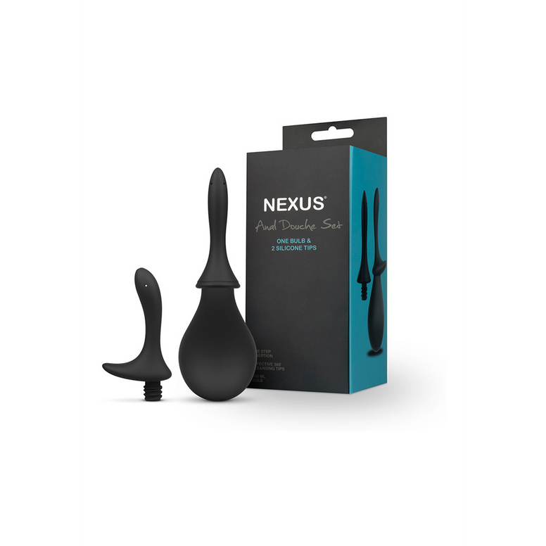 Nexus Anal Douche Set with 2 Silicone Tips - 260 ml - Black