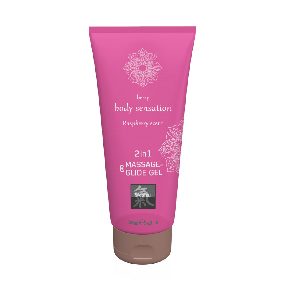 Image of HOT 2 in 1 Massage and Glide Gel - Raspberry - 7 fl oz / 200 ml