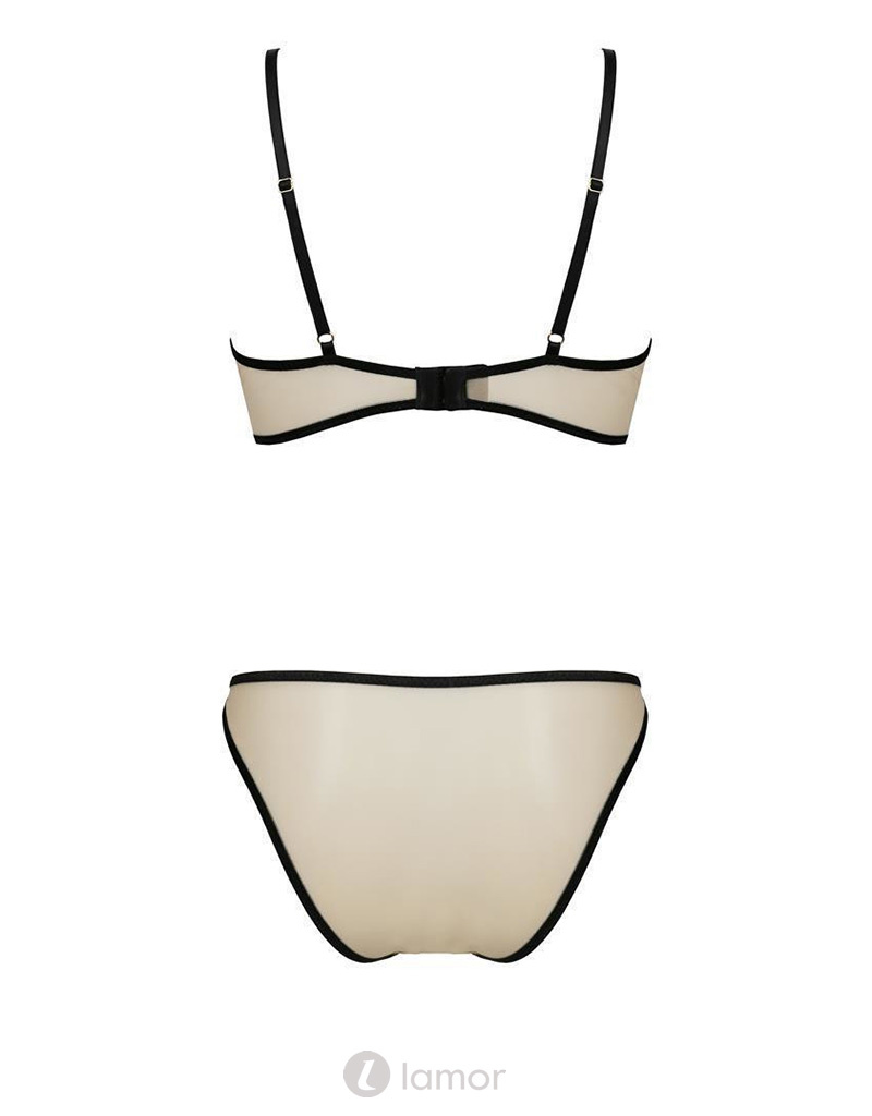 * PASSION 2-delige beige-zwart lingerie set  Lorina van Passion