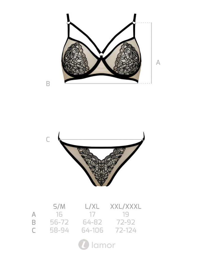 * PASSION 2-delige beige-zwart lingerie set  Lorina van Passion